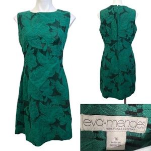 New York & Company Eva Mendes Green Floral Fit & Flare dress plus size 16